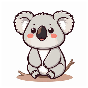 A cute lovely kaola cartoon illustration with happy face