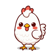 A cute lovely chicken cartoon illustration with happy face
