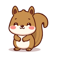 A cute lovely squirrel cartoon illustration with happy face