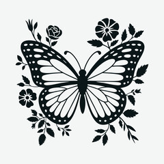Floral Butterfly  Design Vector Illustration Art
