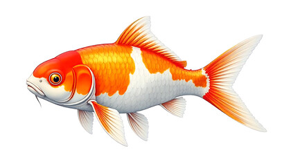 Fototapeta premium Detailed artistic rendition of an orange and white koi fish on a clean background