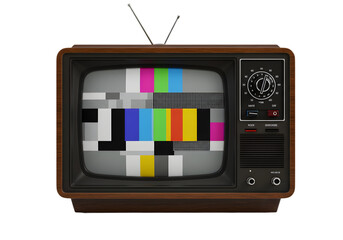 Vintage Television with Static Screen: Retro TV Broadcast Image transparent background