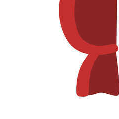 Classic red stage curtain tied on the left side with a yellow band. Features a scalloped valance top, perfect for performance or theater themes.