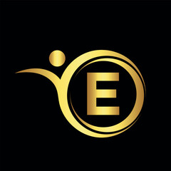 Initial Creative Logo combine with letter E vector template