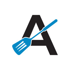 Cooking Logo combine with letter A vector template