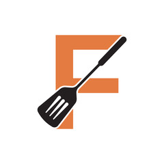Cooking Logo combine with letter F vector template