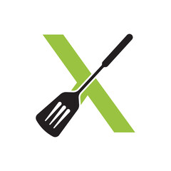 Cooking Logo combine with letter X vector template