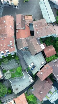 Aerial view of the small town of Varenna Italy in Lake Como