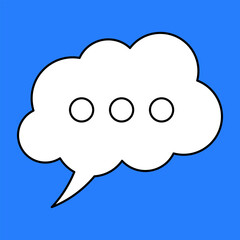 Set of blank white speech bubble in flat design, chatting box, message box icon. Balloon doodle style of thinking sign symbol. Speech bubble isolated on background. Communication, Discussion and Text