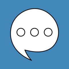 Fototapeta premium Set of blank white speech bubble in flat design, chatting box, message box icon. Balloon doodle style of thinking sign symbol. Speech bubble isolated on background. Communication, Discussion and Text