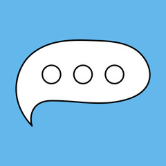 Set of blank white speech bubble in flat design, chatting box, message box icon. Balloon doodle style of thinking sign symbol. Speech bubble isolated on background. Communication, Discussion and Text