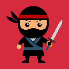 Funny Cartoon Ninja & Samurai Vector Icons Premium Designs,
