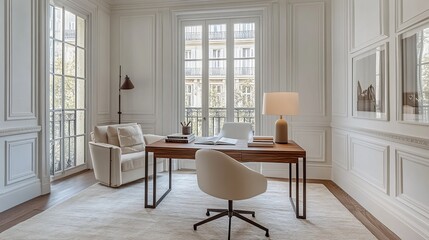 Elegant Parisian Home Office with Classic Design