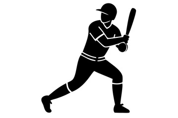 Obraz premium Baseball Player Silhouette Illustration for Sports Graphics, Athletic Action Art, Game Moment Sketch