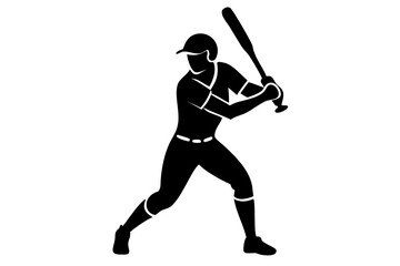 Baseball Player Silhouette Illustration for Sports Graphics, Athletic Action Art, Game Moment Sketch