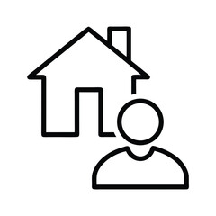 House and Person Icon, Vector, Minimalist Style, Home Service, Transparent Background