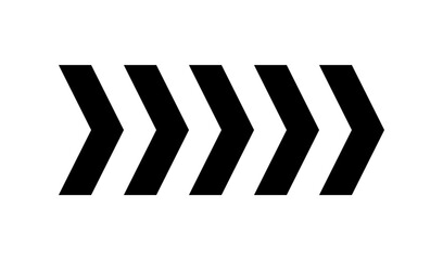 Chevron arrow pattern. Chevron shape line. Motion direction road line. Triangle arrow sign. Warning repeat striped. Swipe icon. Design element. Vector illustration isolated on white background.