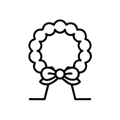 Funeral wreath on stand icon, symbolic floral tribute for mourning