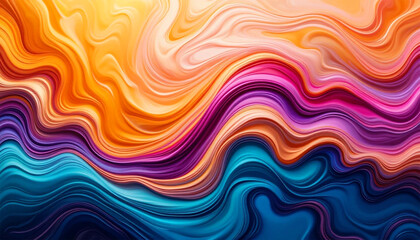 Abstract Fluid Art with Swirling Colors and Marbled Effect in Vibrant Yellow Pink Purple and Teal