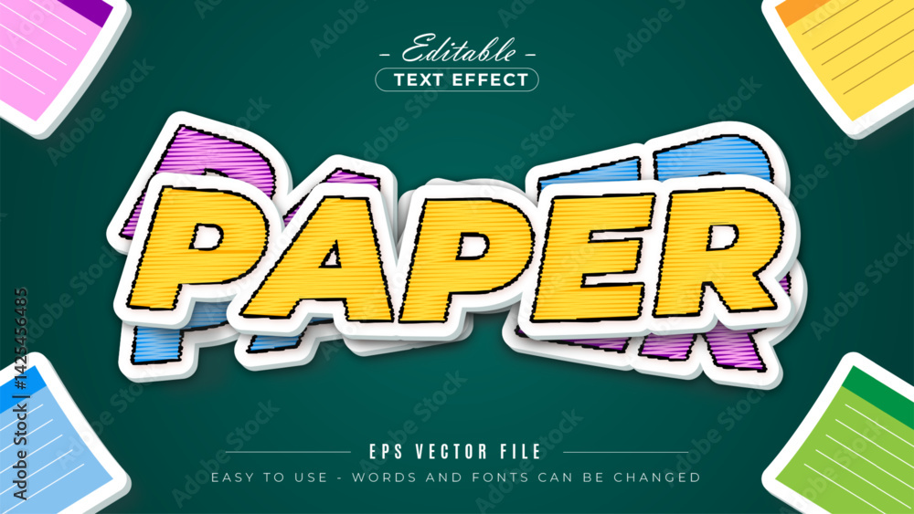 Aufkleber print paper 3d editable text effect vector.