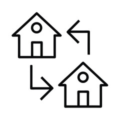 Fototapeta premium House Exchange Icon with Arrows in Minimalist Style on Transparent Background