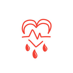 cardiogram with blood drops