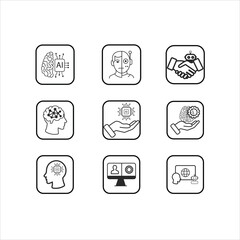 AI and Human Collaboration Icons Set