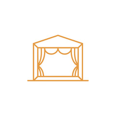 Theater Stage Logo with Elegant Curtains in Orange Outline