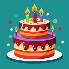 Delicious Birthday Cake with Colorful Candles