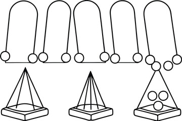 newton s cradle line art geometric symmetry line drawing