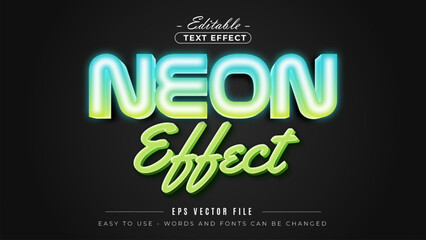 Neon effect text, editable text effect.