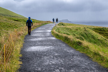 Path to M&uacute;lafossur Waterfall, Faroese landmarks, Vagar Island