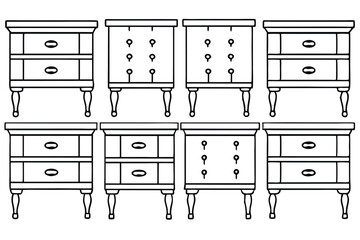 nightstand line art artistic bedroom furniture drawing concept