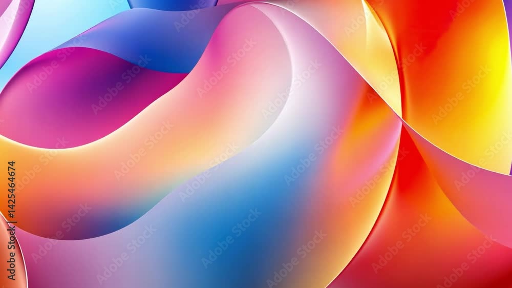 Poster vibrant abstract waves fluid composition of colors and gradients, capturing movement and energy in d