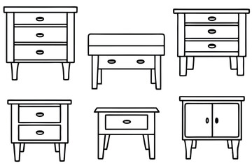 nightstand line art minimalist bedroom decor illustration design