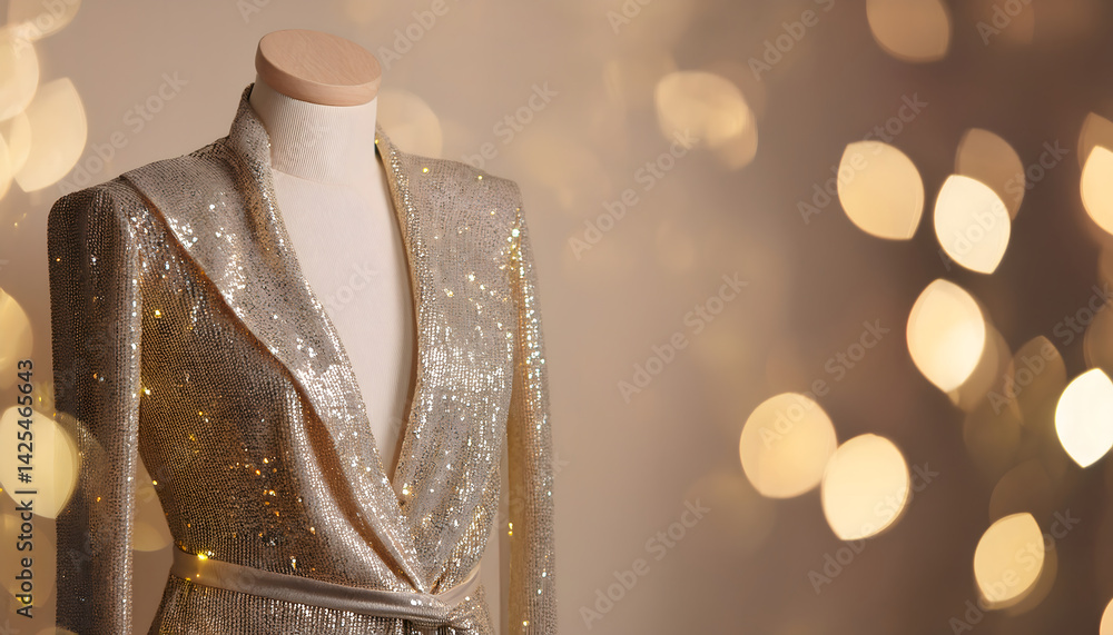 Poster stylish outfit on a mannequin with a bokeh background