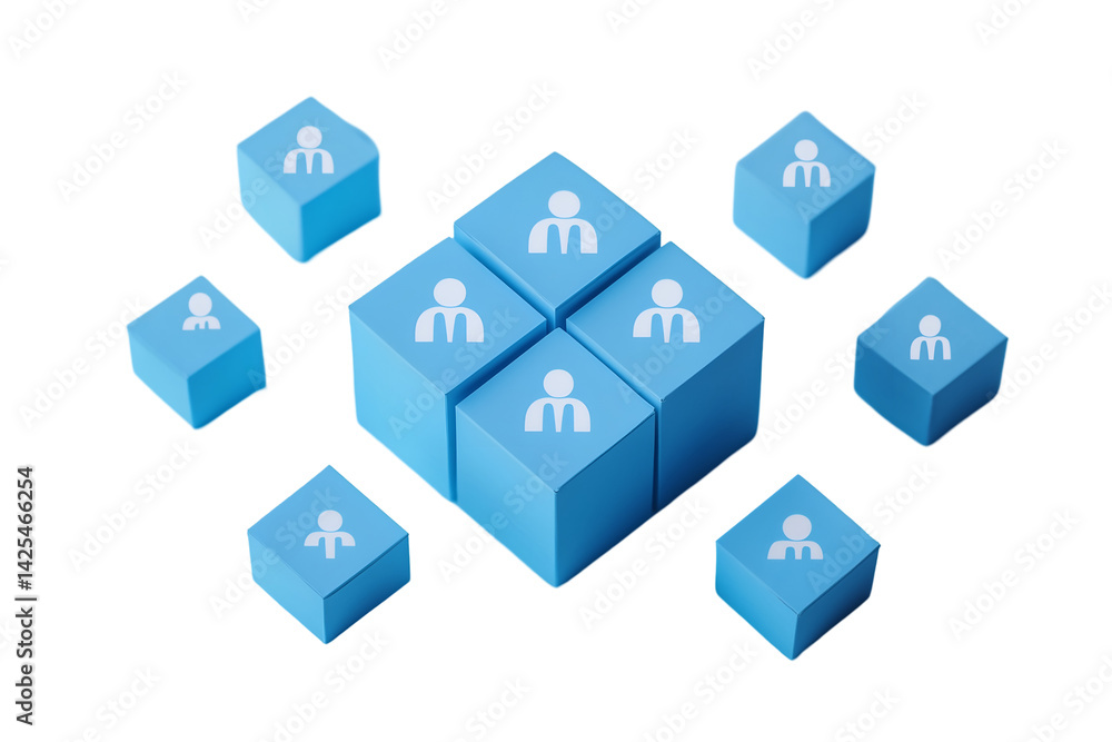 Poster business cubes: abstract business cubes represent connection and teamwork. cubes representing indivi