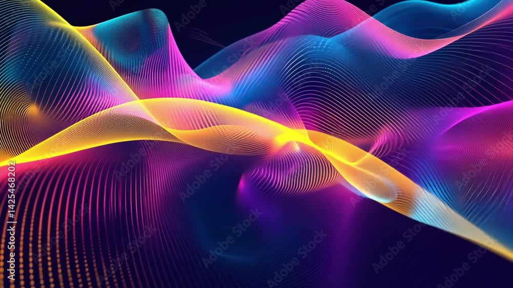 Poster vibrant abstract waves in fluid motion create colorful digital background, showcasing mesmerizing te
