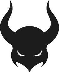 Scary Demon Horns Silhouette Isolated on White Background