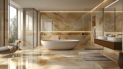 Modern beige bathroom interior design