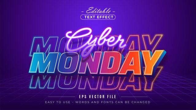 Cyber monday glow editable text effect.