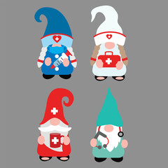 isolated nurse gnome, cartoon character