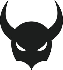 Black Flat Devil Horns Icon for Horror and Halloween Art