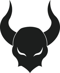 Stylized Halloween Horns with Evil Look in Flat Style