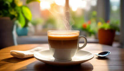 Obraz premium Morning coffee brings warmth and joy to the day