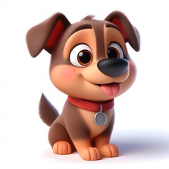 3d cute animation of a dog on white background