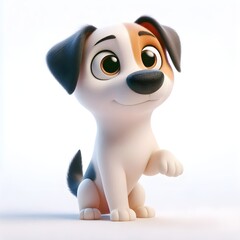 3d cute animation of a dog on white background