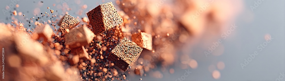 Poster abstract shattered geometry, fragmented polygons, explosive dispersion effect, dynamic composition, 