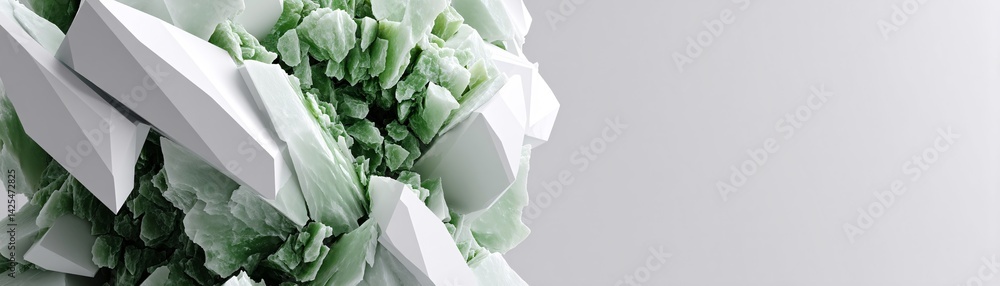 Poster abstract shattered geometry, fragmented polygons, explosive dispersion effect, dynamic composition, 