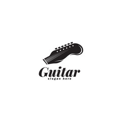 Logo with striped guitar vector template